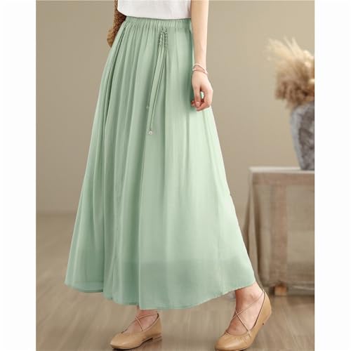 Women's Casual A-Line Big Swing Maxi Skirt Elastic High Waist Pleated Hem Flowy Long Skirts for Summer Beach Vacation3