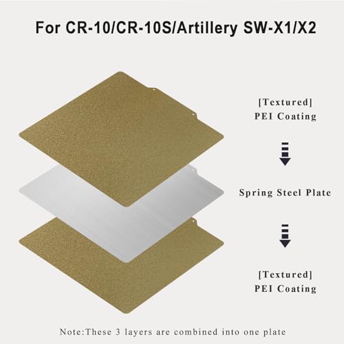 Miniatura 3 de Tiopy Placa De Impresión Pei De Acero De Resorte 310x310 Mm, Hoja Pei Flexible Para Impresora 3d, Placa De Construcción Magnética Con Cama Adhesiva Para Cr-10,Cr-10s Artillery Sidewinder X1 X2
