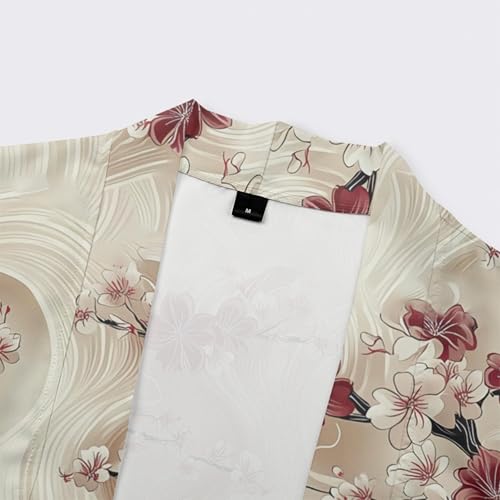 Image of DOSLAVIDA Men's Japanese Kimono Jacket Set Stylish Open Front Coat With Shorts Chinese Style Printed Cardigan Suit