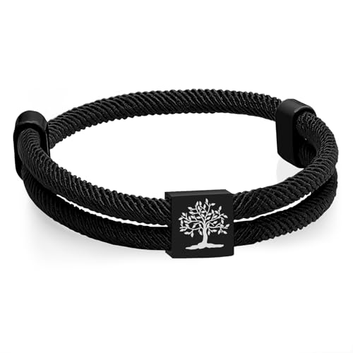 TempBeau Braided Men Rope Tree of Life Bracelet - Adjustable Cross Braided Cord Bracelet, Handmade Nautical Navy Marine String Bracelet with Metal Knot, Women Braided Bracelets Gifts
