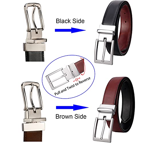 Lavemi Mens Belt Reversible 100% Italian Leather Dress Casual,One Reverse for 2 Colors,Trim to Fit - Image 3