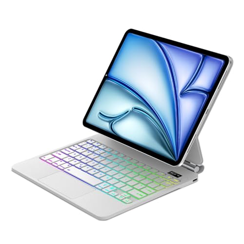 Magic Keyboard for iPad Air 11(M4 2026 M3 2025 M2 2024)/Air 10.9(5e/4e Gén) and iPad Pro 11(2018-2022) Slim Magnetic Floating Stand and Multi-Touch Trackpad UK Keyboard Case with Backlit White