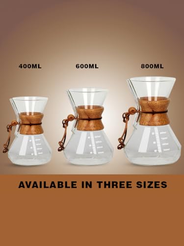 Image of The Gentleman Pour Over Coffee Maker | Glass V60 Coffee Dripper | Clasic Design | Use with Conical Filter Papers | Slow Manual Brew | Strong Smooth Flavour | Borosilicate Glass (Gulp - 800 ML)