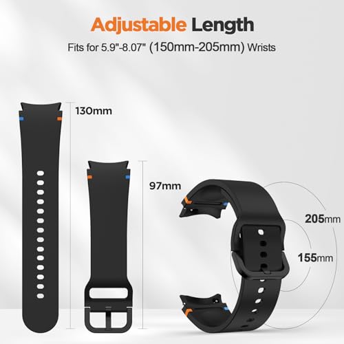 Image of No Gap Strap Compatible with Samsung Galaxy Watch 7 6 5 4 44mm 40mm /FE 40mm / Watch 6 Classic 47mm 43mm / 5 Pro 45mm / 4 Classic 46mm 42mm, Silicone Replacement Sport Loop Band(NO WATCH)