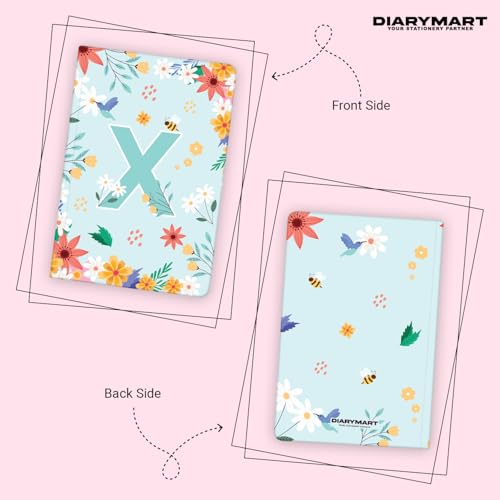Image of Initial X Premium Soft Bound Notebook Diary for Girls and Women (B6, 90 GSM, 160 Ruled Pages) Floral Design Notebook Journal Diary
