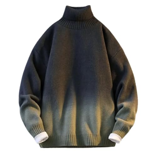 Men’S Casual Loose Fit Tie-Dye Knit Pullover Sweater Turtleneck Long Sleeve Korean Style Jumper Top3
