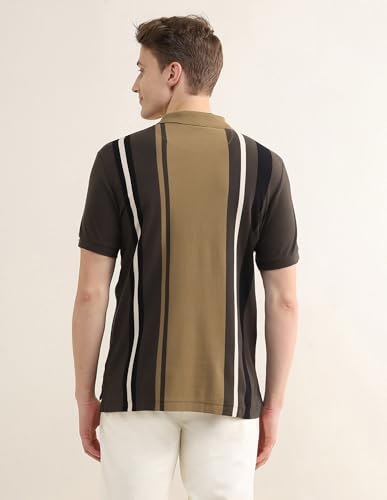 Image of U.S.Polo Association Men's Colourblocked Striped Slim Fit Polo Shirt