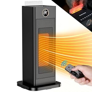 LIFERUN Keramik Heizlüfter Energiesparend mit Luftbefeuchter led Flammenlicht, Leise, 2S Wärmt Schnell, 90°Oszillation, mit Fernbedienung, Timer, Elektrische Heizung Schlafzimmer, Büro (L-2000W)