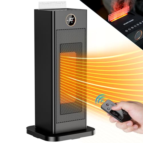 LIFERUN Radiateur soufflant, économie d'énergie, petit chauffage électrique avec thermostat et humidificateur, chauffage électrique oscillant à 90°,...