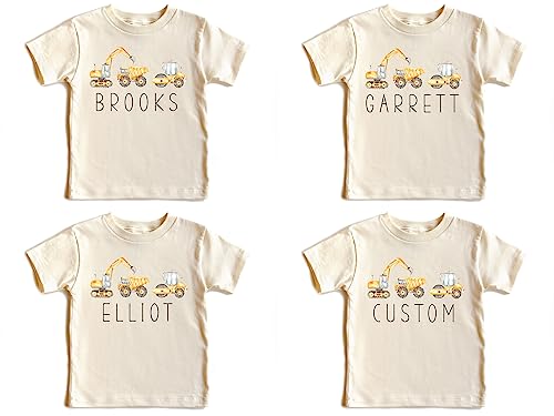 Personalized Construction Vehicles Shirt, Toddlers Construction Shirt, Custom Name Shirt3