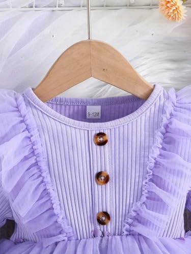 Image of Buy & Try by Dharmikaay Girl's Lycra Floral Printed Frock Dress for Girls Short Frock Baby Princess Western Dresses| Stylish Fancy Kids Clothing for Festival, Birthday, Fashion. Purple