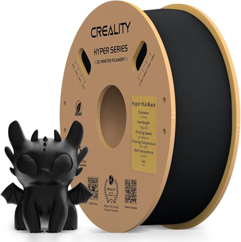 Creality Hyper 3D Printer PLA Black Filament High Speed Printing 1.75mm 2.2lbs Spool ±0.03mm Dimensional Accuracy Flow Durable Resistant Smooth for Ender 3 v3 Plus KE K1 Max K1C 3D Printers