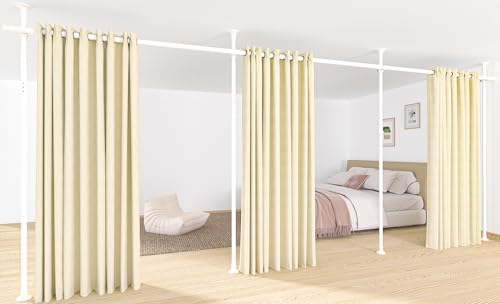 Room Divider Curtain Rod No Drilling for Wide Space, Adjustable