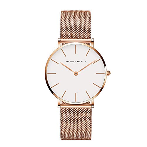 Relojes Mujer, Watch Relojes Mujer Pulseras Cuarzo con Correa de Malla Oro Rosa Resistente al Agua Reloj Regalo