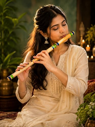 Image of IBDA Bamboo Flute | C Natural Medium Scale | for Professional /Beginner Basuri | 19 inch Bamboo Bansuri |