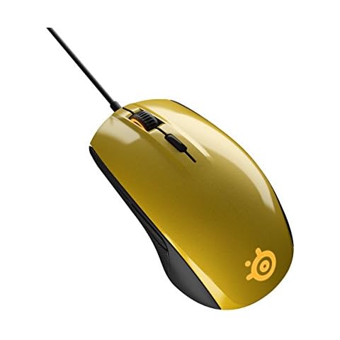 SteelSeries Rival 100, Optische Gaming-Maus, RGB-Beleuchtung, 6 Tasten, Farbe Alchemy Gold Cover