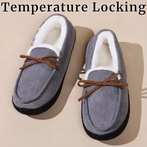 AuraGlor Unisex Moccasin Slippers for Women & Men – Cozy Faux Fur Lining, Memory Foam House Shoes, Non-Slip Rubber Sole, Classic Suede-Style Loafers for Indoor & Outdoor2