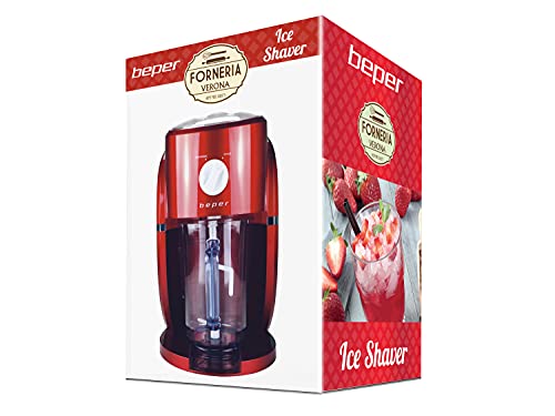 BEPER BG.200Y Ice Crusher, ABS/staal, 25 W, 1100 ml kan, Mixer, 2 soorten hakken, Antislip voetjes, Rood/Wit - Image 7