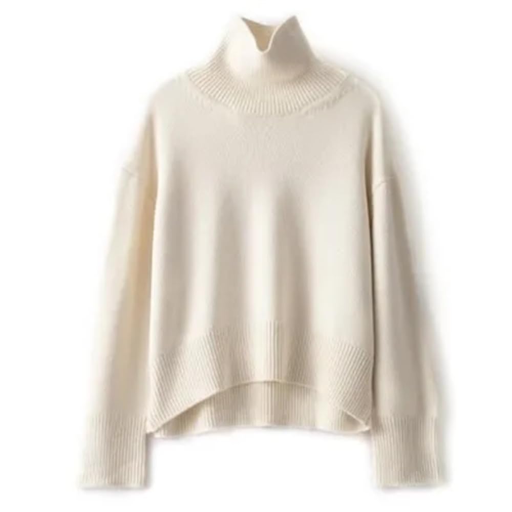 Women Thick Cashmere Sweater High Neck Sweater Warm Loose Knitted Pullover Jacket Autumn Winter