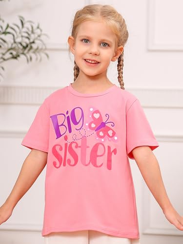 Funnycokid Big Sister Shirts for Girls Pregnancy Announcement Toddler Promoted to T-Shirt 1-6 Years4