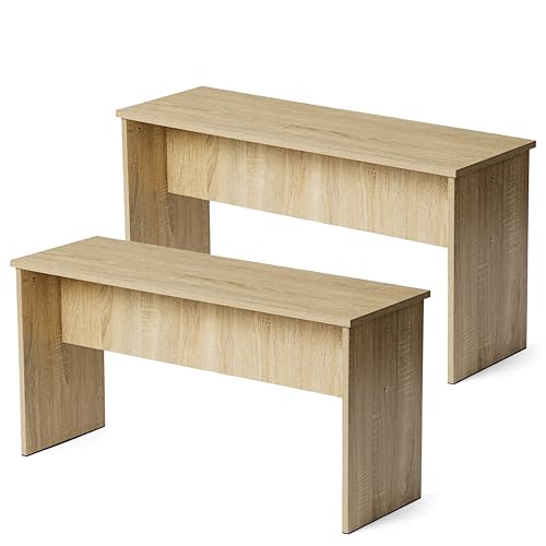 LafeuR Sitzbänke für Esszimmertisch, 2er Set, Küchenbänke, Esstischbänke,90x30x45 cm，Holzbank,Schlafzimmer oder Küche,Eiche
