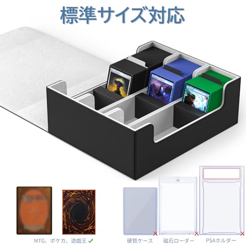 Mlikero Deck Case, Card Case, Large Capacity, Holds 1,800 Cards, Card Case, Magnetic Trading Card Case, Storage Box, 10 Dividers and 3 Foam Plugs, Compatible with Yugioh Poker, MTG Duema, Various Card