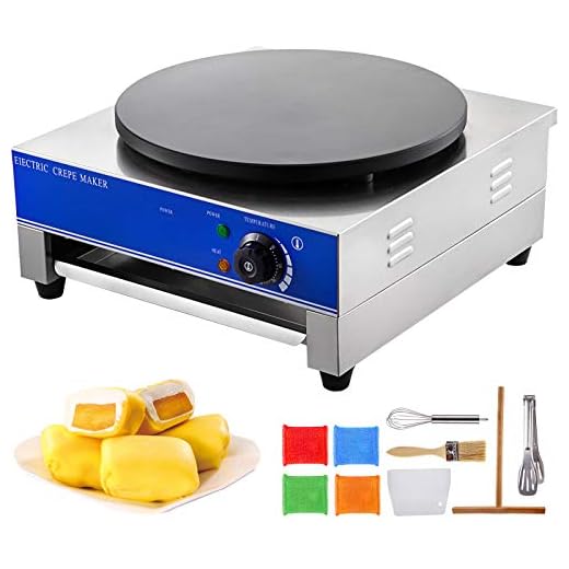 VBENLEM Commercial Crepe Maker 15.7-Inch Electric Crepe Maker 2.8KW Single Head Crepe Machine Commercial 50-300℃ 110V with Diameter Heating Plate Crepe Griddle