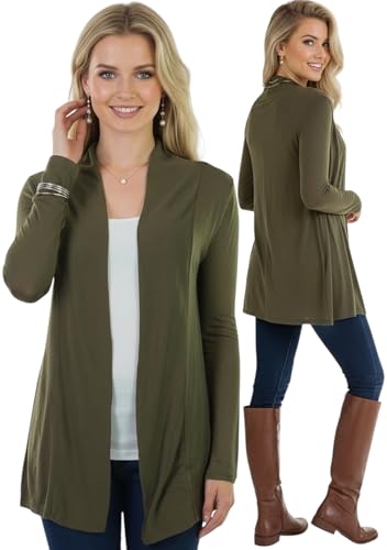 Image of ToBeInStyle Womens Open Front Long Sleeve Lightweight Asymmetrical Draped Cardigan with Side Pockets