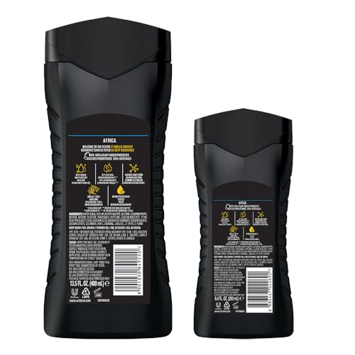 Image of AXE Africa 3-in-1 Body, Face & Hair Wash | Vibrant Mandarin & Sandalwood Scent | 12H Refreshing Fragrance | Combo of 2| 400ml +250ml