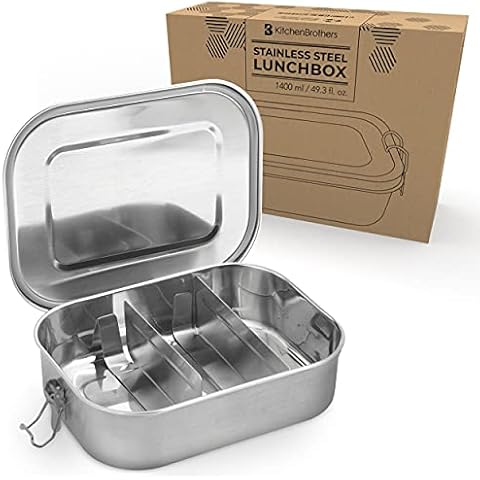 Edelstahl Brotdose | Auslaufsichere Bento-Box für Erwachsene und Kinder | Lunch-Box aus Metall Cover