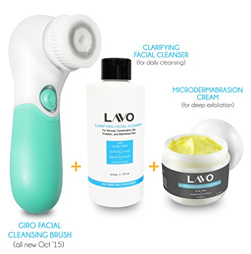 Best Microdrodermabrasion Cream Facial Scrub - Face Exfoliator - Professional Skin Care - Exfoliating Crystals - Use with Cleansing Brush Machine or at Home System Kit - Exfoliant Creme - Blackhead Remover + Pore Minimizer - for Men and Women - by LAVO -