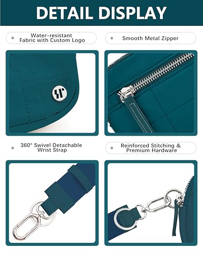 Nylon Wristlet Wallets for Women,Quilted Iris Phone Wallet with 3 Zipper Pouches & Card Holder for Everyday Use4