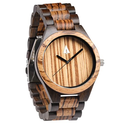 Treehut Men's Zebrawood and Ebony Wooden Watch