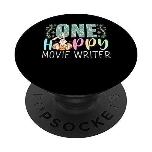 One Happy Easter Bunny Movie Writer Cute Puns PopSockets Swappable PopGrip, Black