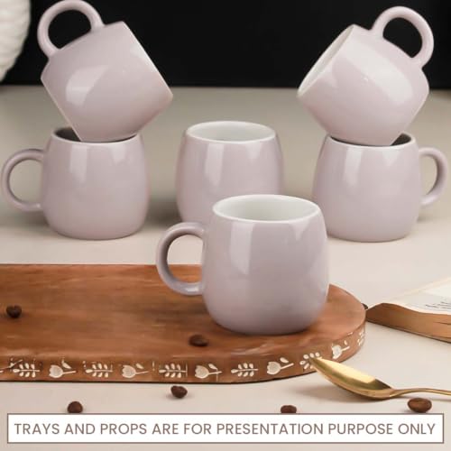 The Earth Store Solid Ovule Lavender Cup Set of 6 for Tea, Microwave and Dishwasher Safe, Perfect for Every Occasion Capacity - 190 ml Each