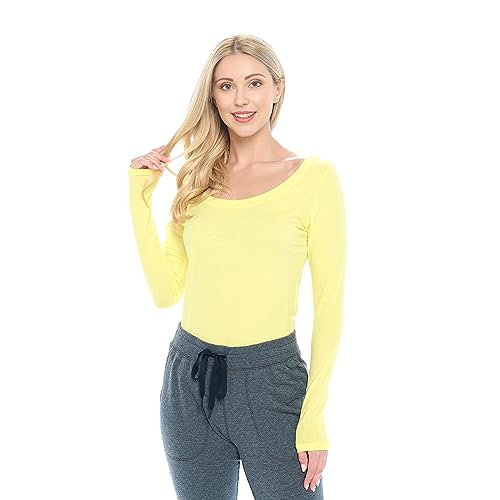 ACTIVE UNIFORMS Women's Long Sleeve Scoop-Neck T-Shirt Under Scrub (Yellow, Large)