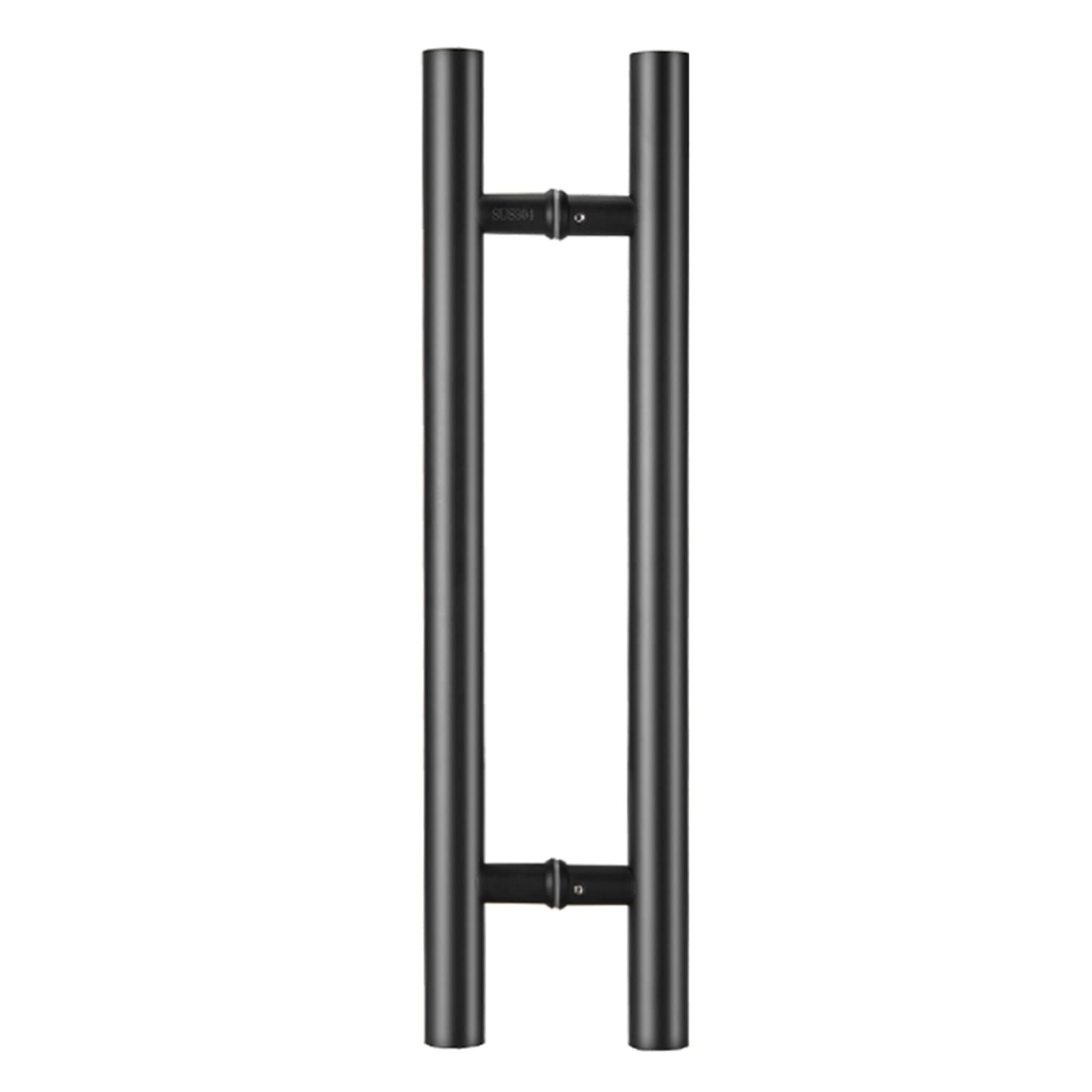 BHGFYXBS Double-Side Round Glass Door Handle, Heavy Duty Exterior Barn Door Push Bar For Exit, Swing Entry Door Handle Bar With Mounting Screws 90Cm,Black-150Cm(59,Black-150cm(59