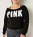 Victoria's Secret Women's PINK Logo Raw Neck Crew Sweatshirt, Black, (XS)
