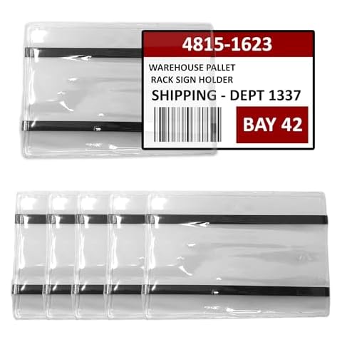 STORE FIXTURES DIRECT Pallet Rack Sign Holder Kit Clear Vinyl Pouch with Magnet for 4" H x 6" L Cards - 100 Pack Cover