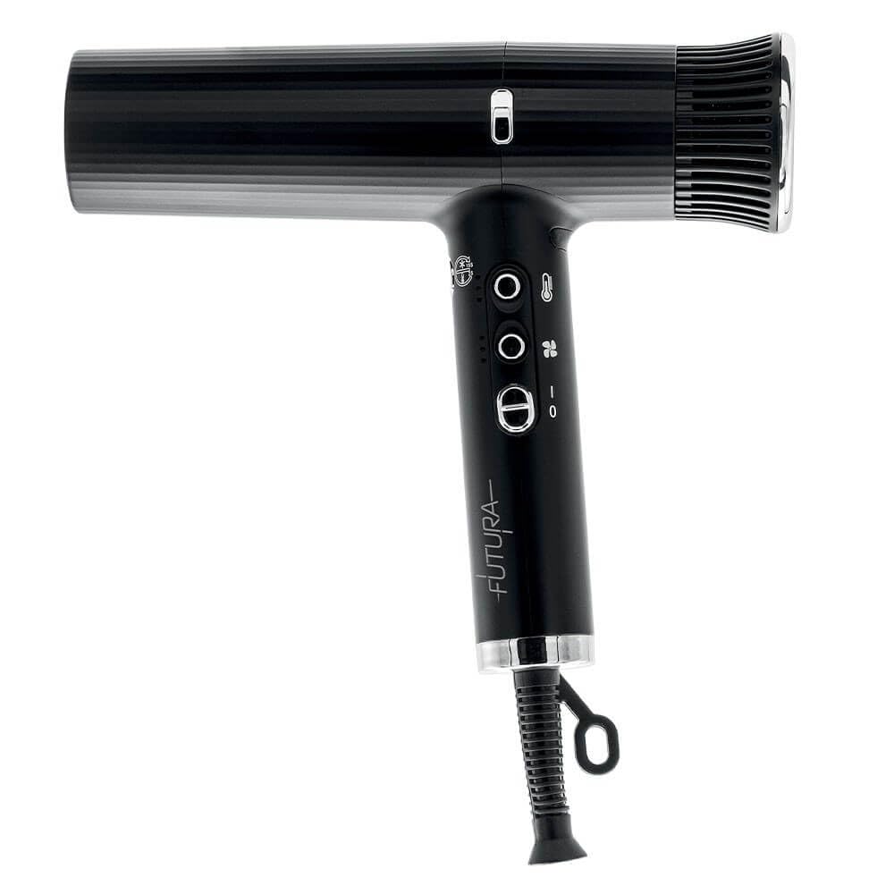 Xanitalia Futura Sèche-cheveux professionnel en céramique tourmaline 1800 W avec diffuseur, 110 000 tr/min, bouton air froid, générateur d'ions négatifs, 3 flux d'air et 3 niveaux de chauffage, bleu
