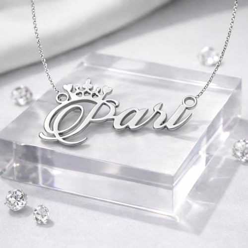 Image of Pari Cursive Gold & Silver Name Pendant Necklace, Best Jewelry Gift for Girls.