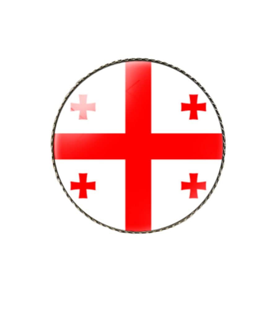vmcoatdu Round 1 Inch Georgia Flag Pin International Travel Brooch Metal and Glass Revivalism Style Souvenir Badge for Hat Clothes Backpack, One Size, Metal