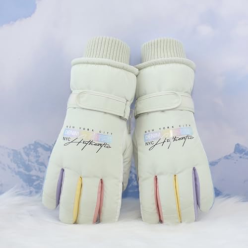 KEYDUACU Winter Ski Snow Gloves for Men, Women, Waterproof Touchscreen Windproof Cold Weather Hand Warming Winter Work Snowboard Gloves for Skiing Running and Cycling(Green)