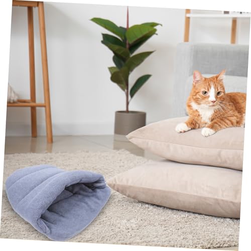 Supvox Haustierbett kleines Katzenbett Katzenschlafsack warmes Hundenest kleines Tierbett Katzen Wärmebett Kissen für Haustiere Hundehüttenbett Katzenhöhle Schlafsack Plüsch Hellgrau
