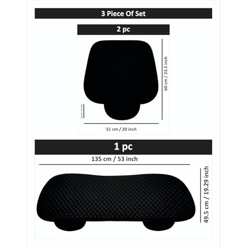 Image of AURAFRESH Car Seat Protector Cushions Cover, Airbag friendaly. (Black, 3PC Front& Rear SEAT)
