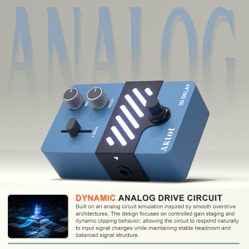 Image of AKLOT Delay Guitar Effect Pedal: Delay Pedal with Responsive Controls, True Bypass Compact Metal Pedal for Electric Guitar, Ambient Echo, Solos & Live Performance, NEON EchoSphere