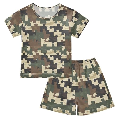 Green Camouflage Pajama Set Pajamas Sleepwear Nightwear Loungewear Clothes Set B04050103