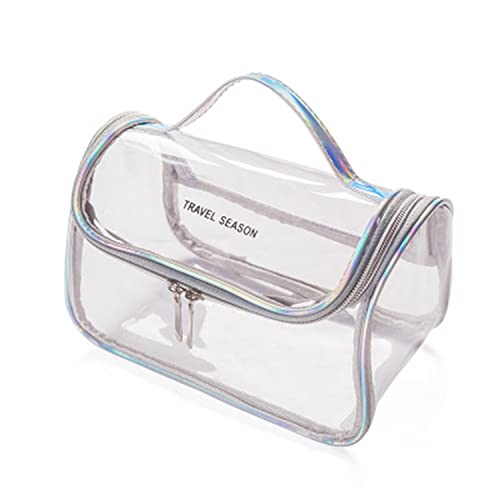 Image of House of Quirk Transparent Toiletry Bag, PVC Travel Bag, Waterproof Makeup Bag, Portable Travel Cosmetic Bag - Grey