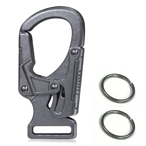 Ahiller Carabiner Clip,1.9'' Alloy Car Keychain Clip with 2 Key Ring,Outdoor Hooks,Small Key Holder for Man and Women?Gunmetal-1P?