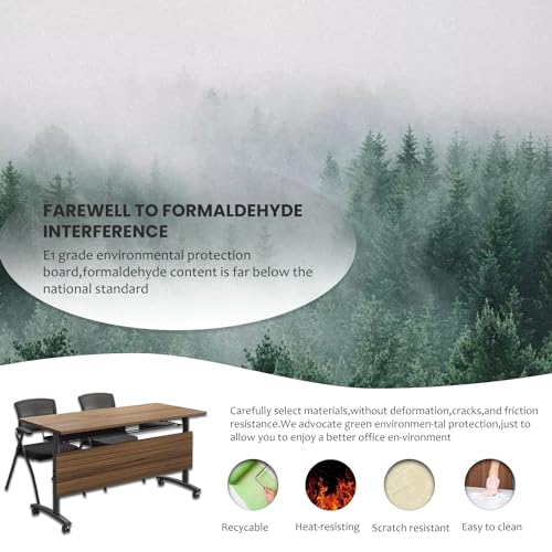 Folding Conference Tables,Super Sturdy Large Rectangle Meeting Seminar Table for 14People,Mobile Conference Room Tables with Wheels,Modular Long Business Training Tables,Modern Office Seminar Tables - Image 4